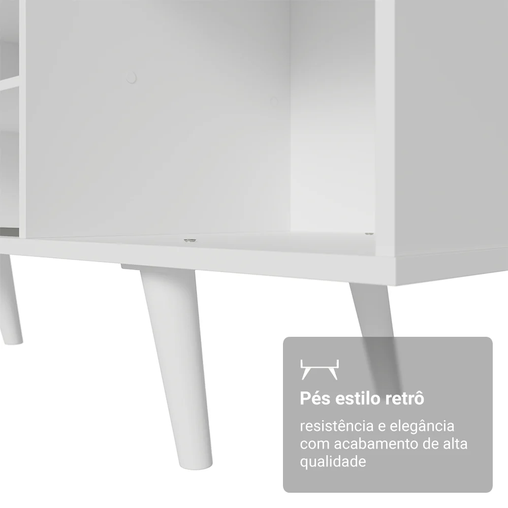 Rack Madesa Dubai para TV até 65 Polegadas com Pés Branco/Preto 7309 - Image 6