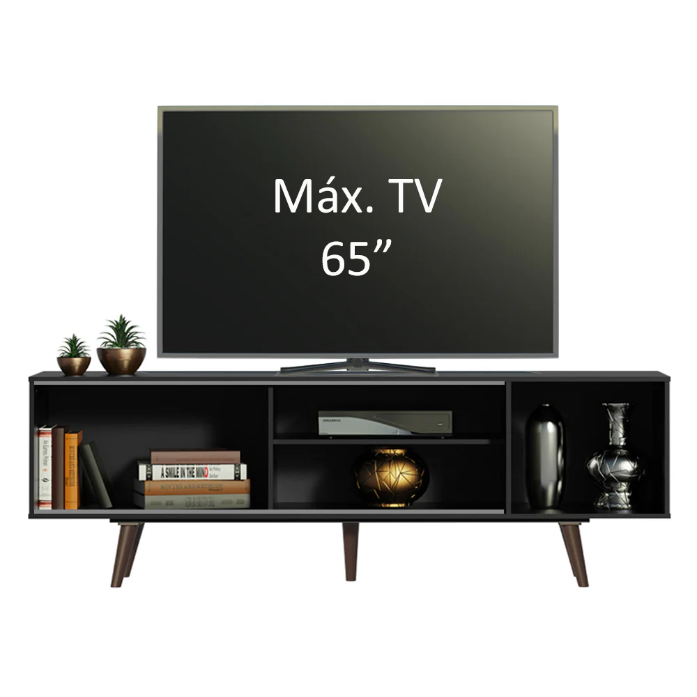 Rack Madesa Dubai para TV até 65 Polegadas com Pés Preto/Rustic D85Z - Image 5