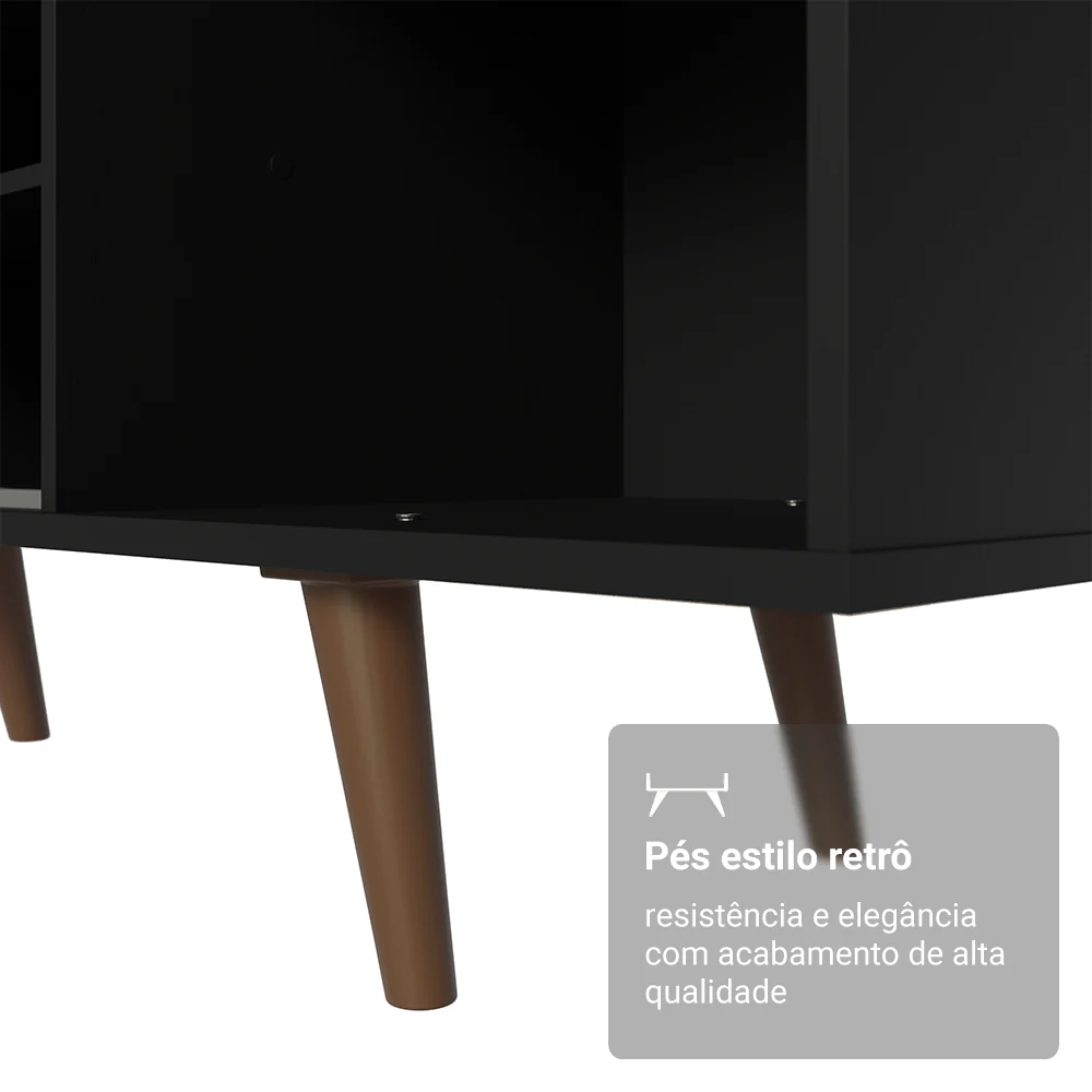 Rack Madesa Dubai para TV até 65 Polegadas com Pés Preto/Rustic D85Z - Image 6