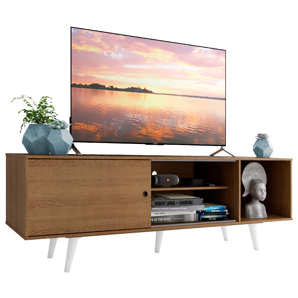 Rack Madesa Dubai para TV até 65 Polegadas com Pés Rustic/Branco 5Z09 - Image 2