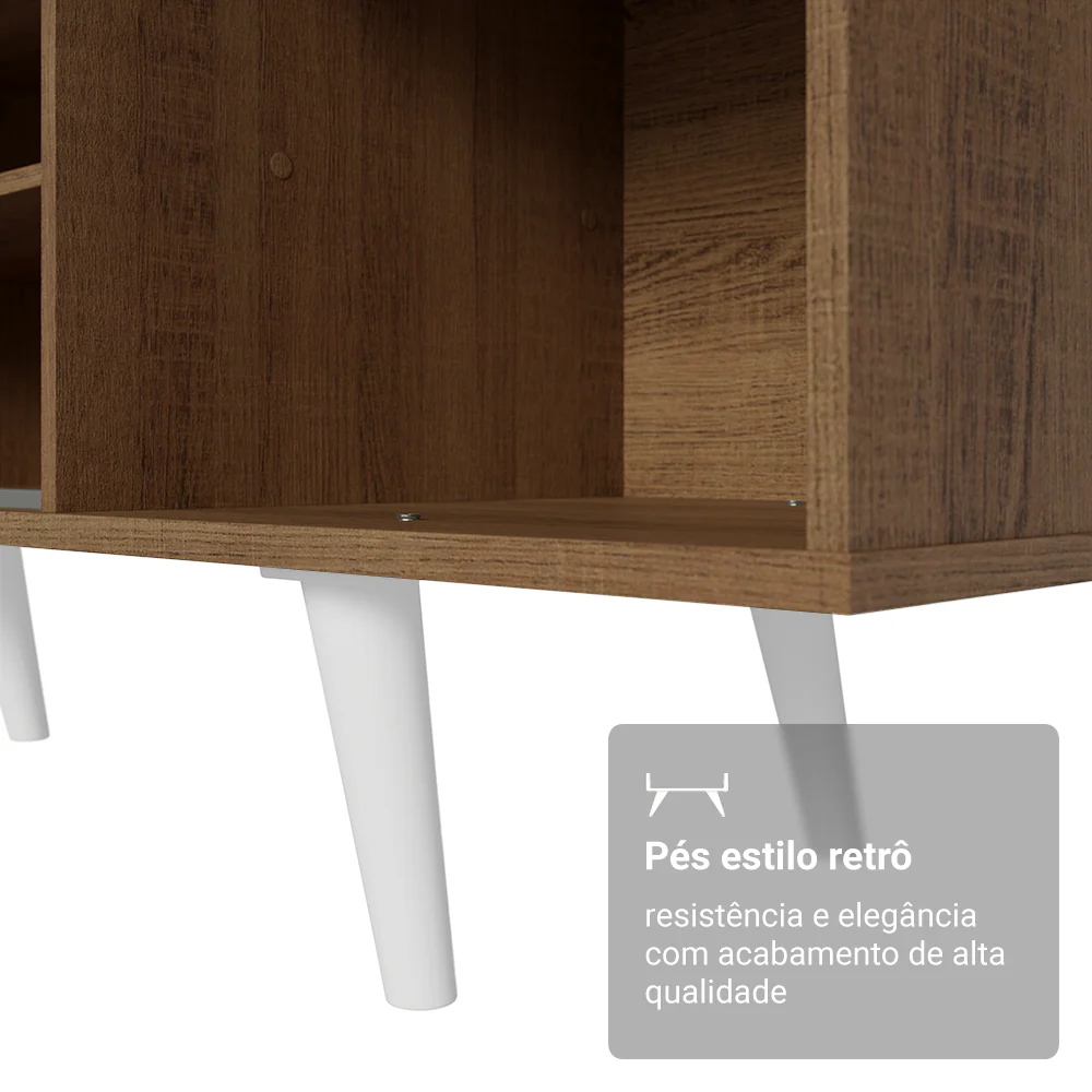 Rack Madesa Dubai para TV até 65 Polegadas com Pés Rustic/Branco 5Z09 - Image 6