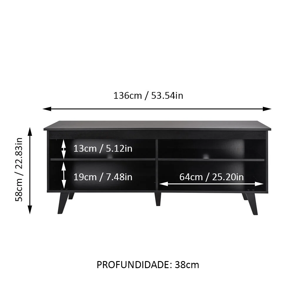 Rack para TV até 55 Polegadas Preto Madesa - Image 3
