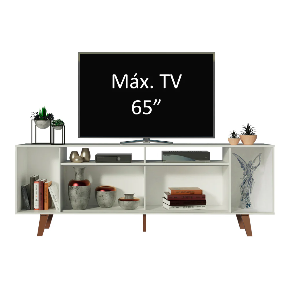 Rack para TV até 65 Polegadas Madesa Cancun com Pés Branco/Rustic 9B5Z - Image 4