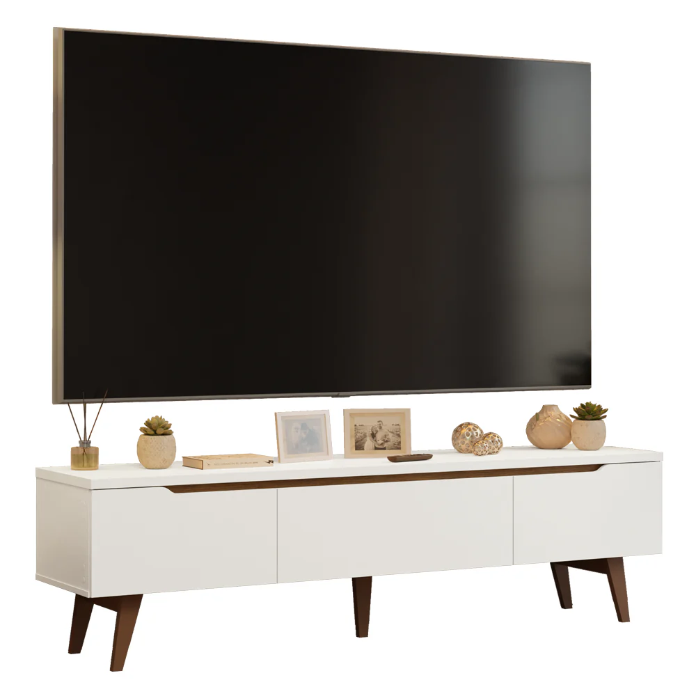 Rack para TV até 80 Polegadas 180cm 2 Portas 1 Gaveta Branco/Rustic Doha Madesa - Image 2