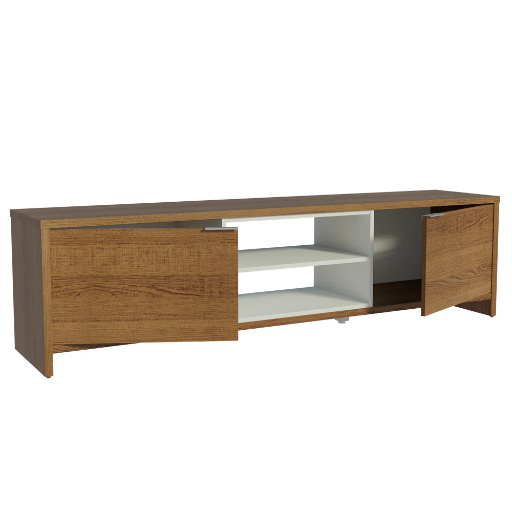 Rack para TV até 80 Polegadas 180cm 2 Portas Rustic/Branco Linz Madesa - Image 6