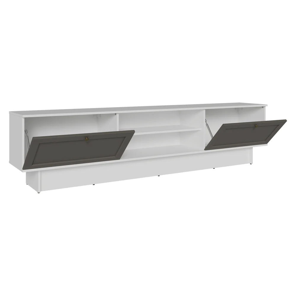 Rack para TV até 80 Polegadas 218 cm 2 Portas Branco/Cinza Vik Madesa - Image 8