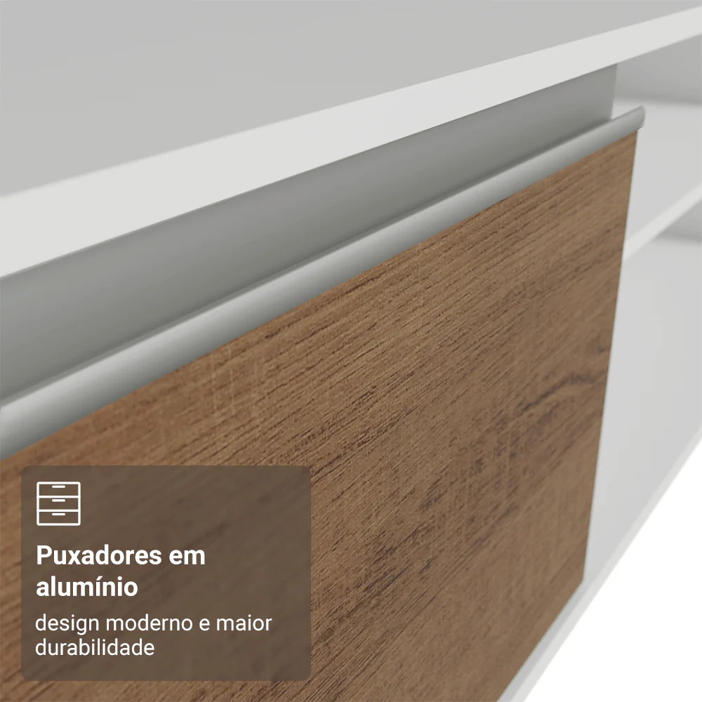 Rack para TV até 80 Polegadas 218 cm 2 Portas Branco/Rustic Glamy Madesa - Image 7