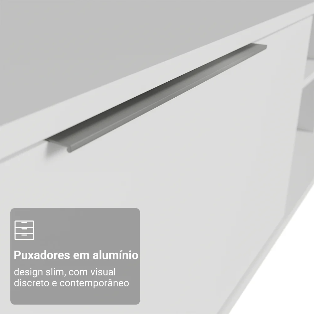 Rack para TV até 80 Polegadas 218 cm 2 Portas Branco Stella Madesa - Image 7