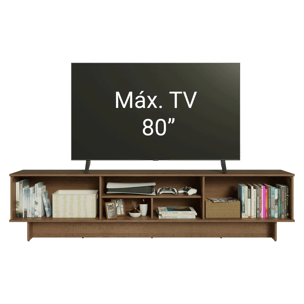 Rack para TV até 80 Polegadas 218 cm 2 Portas Rustic/Branco Glamy Madesa - Image 5