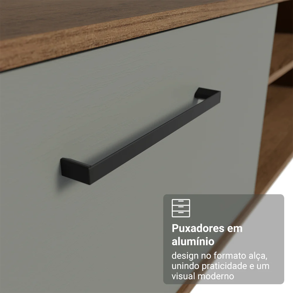Rack para TV até 80 Polegadas 218 cm 2 Portas Rustic/Cinza Agata Madesa - Image 8
