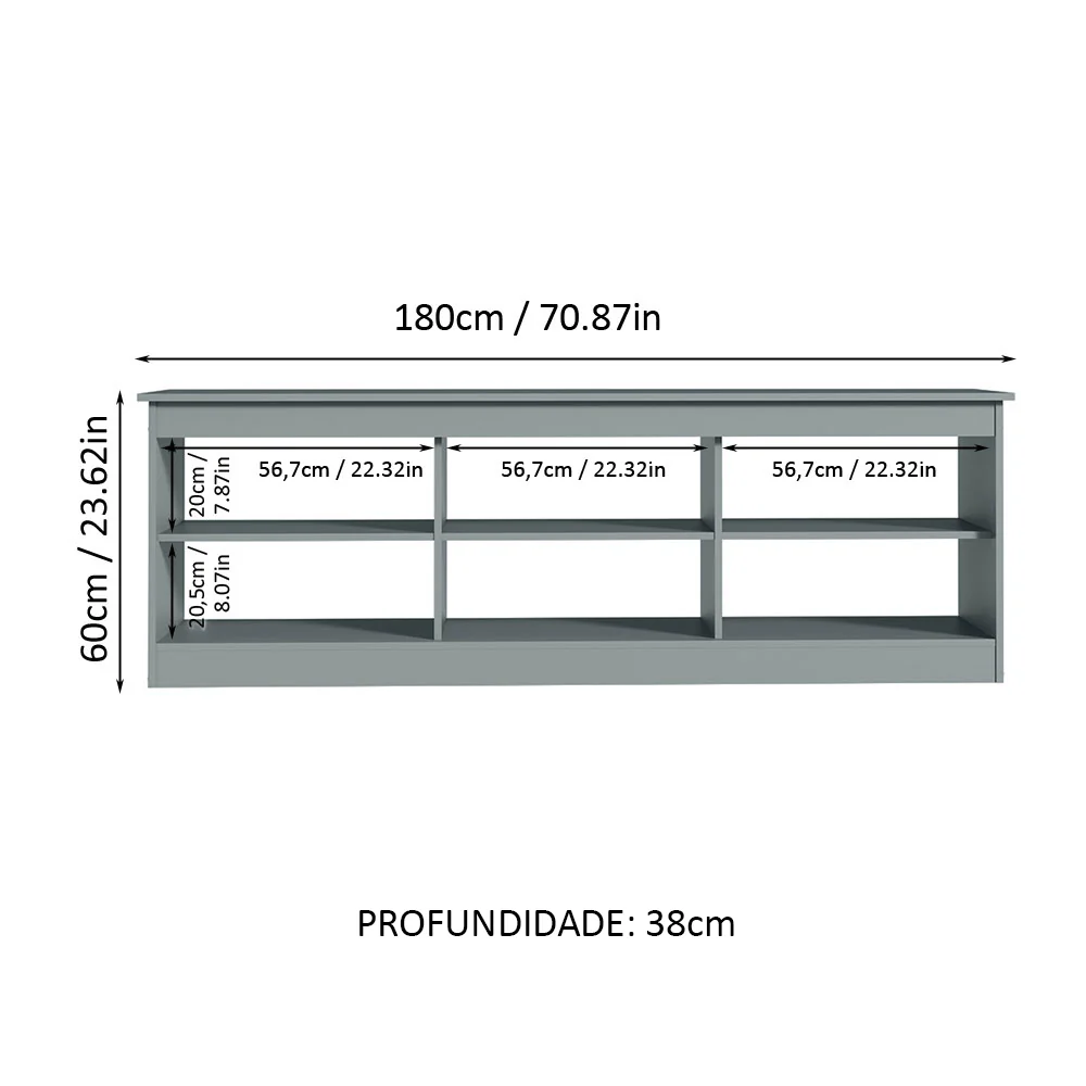 Rack para TV até 80 Polegadas Cinza Madesa - Image 3