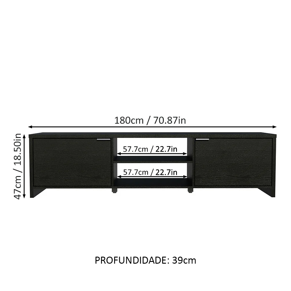 Rack para TV até 80 Polegadas Preto Madesa - Image 2