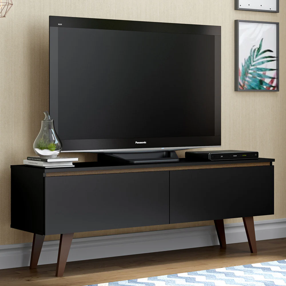 Rack para TV até 55 Polegadas Madesa Le Mans com 2 Portas Rustic/Preto