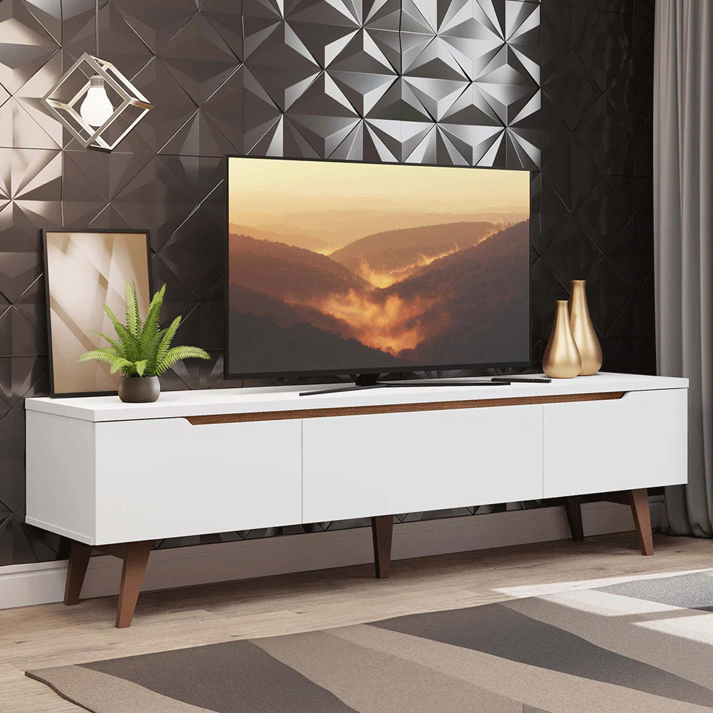 Rack para TV até 75 Polegadas 2 Portas 1 Gaveta Branco Madesa Reims