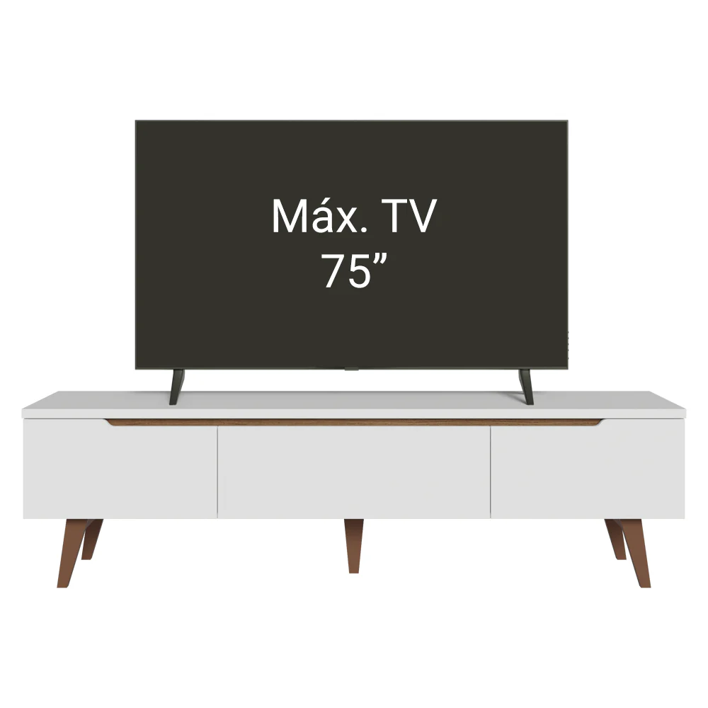 Rack para TV até 75 Polegadas 2 Portas 1 Gaveta Branco Madesa Reims - Image 10