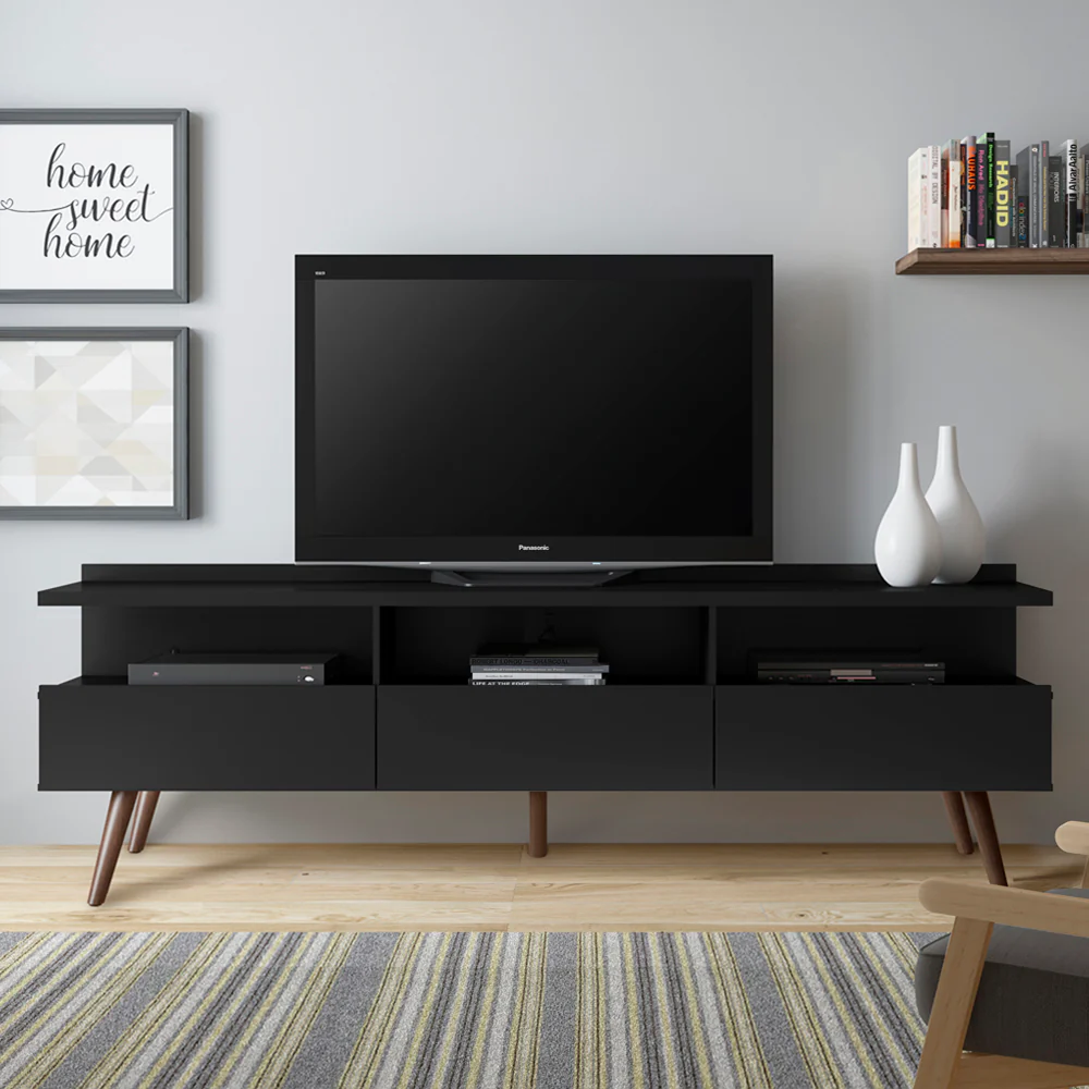 Rack para TV até 65 Polegadas Madesa Londres com Pés Retro Preto