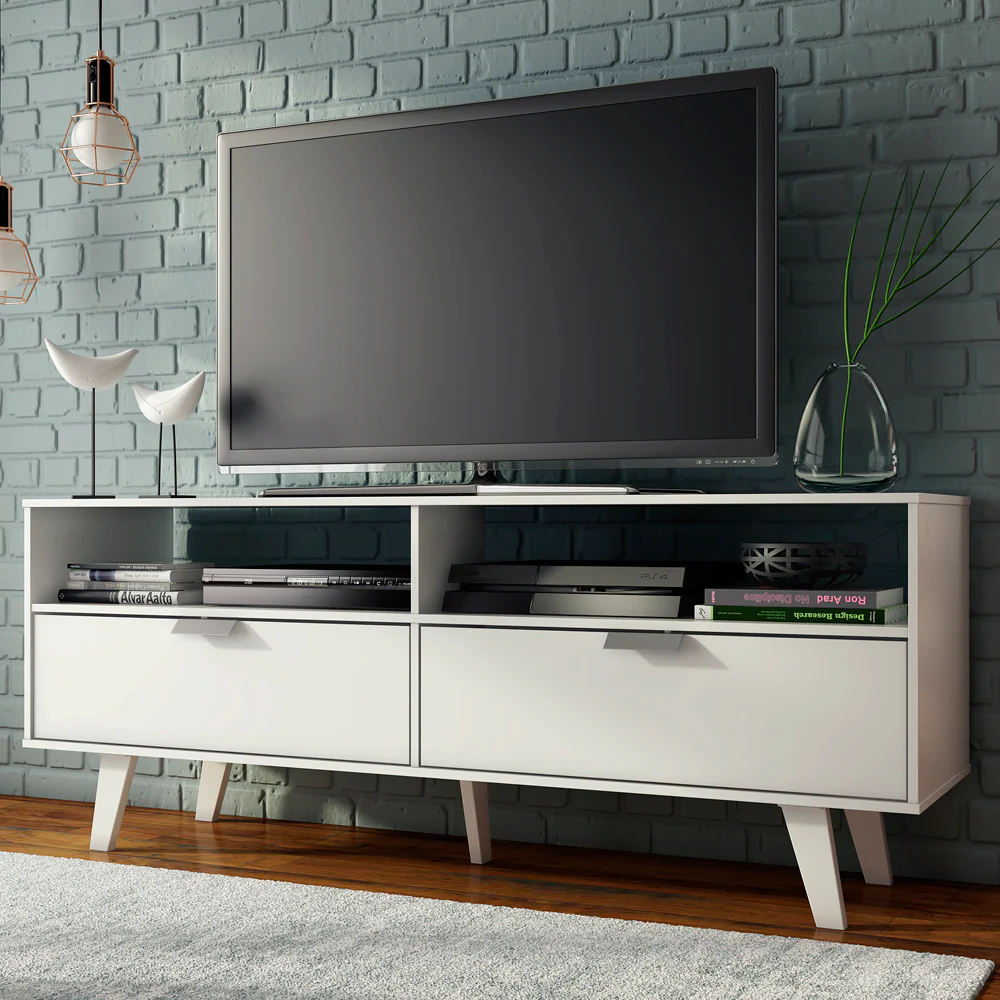 Rack para TV até 55 Polegadas Madesa Oslo com 2 Portas Branco