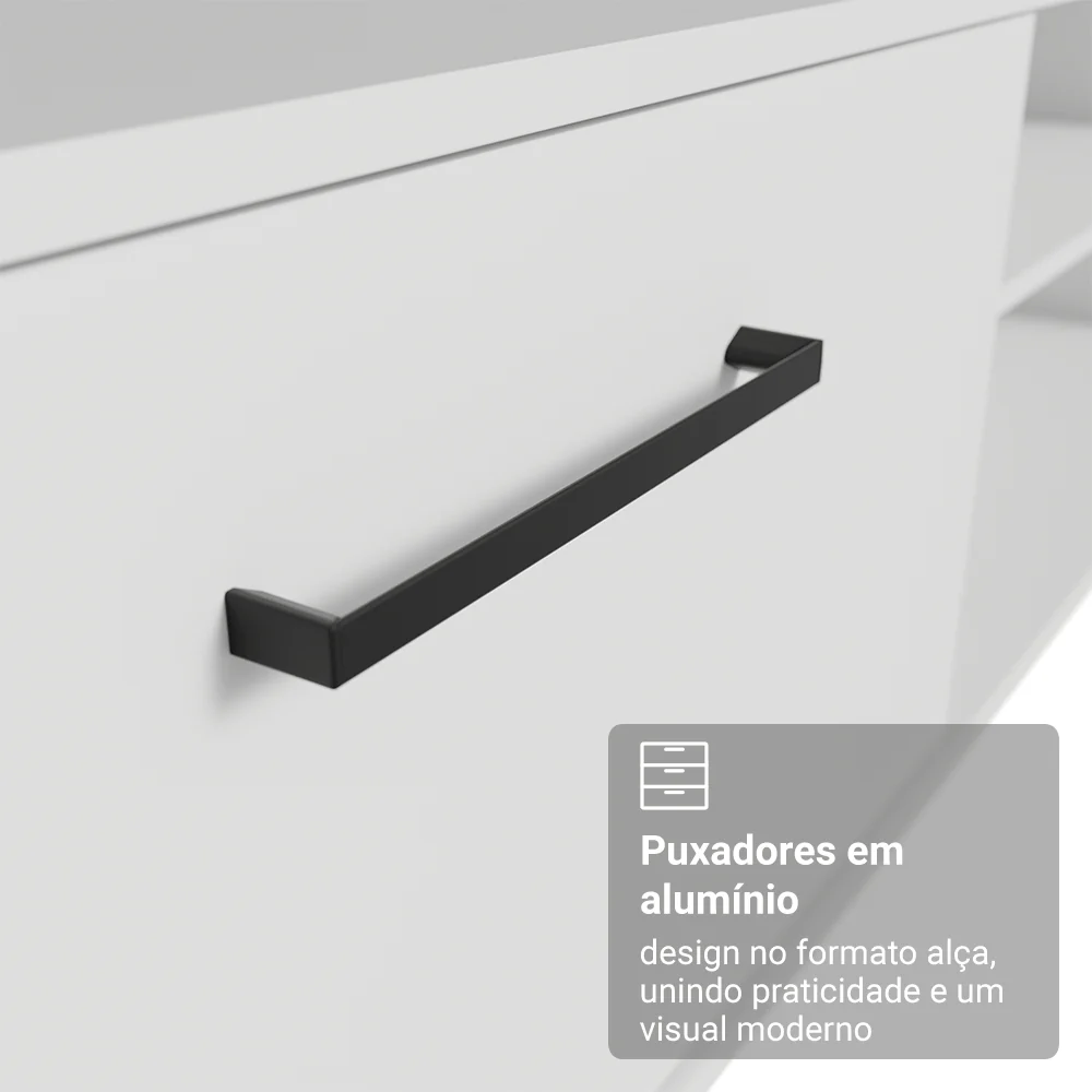 Rack Suspenso para TV até 80 Polegadas 218 cm 2 Portas Branco Agata Madesa - Image 7