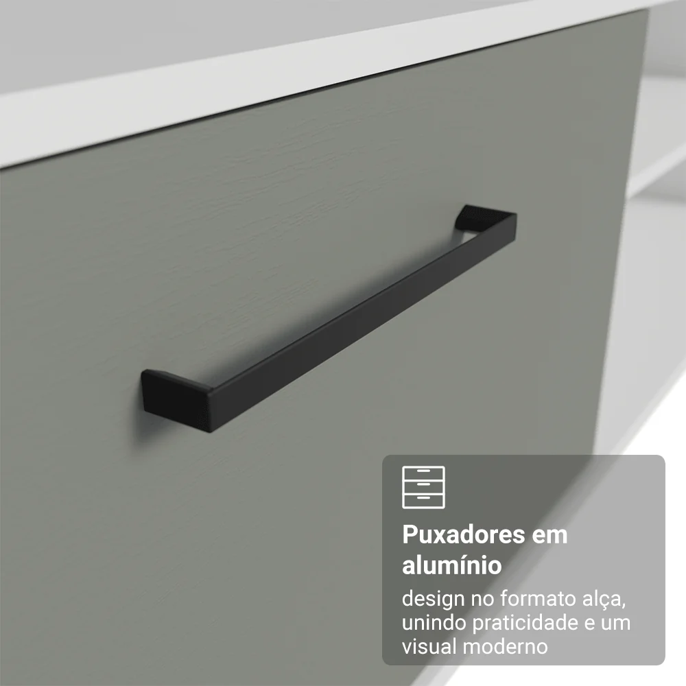 Rack Suspenso para TV até 80 Polegadas 218 cm 2 Portas Branco/Cinza Agata Madesa - Image 7