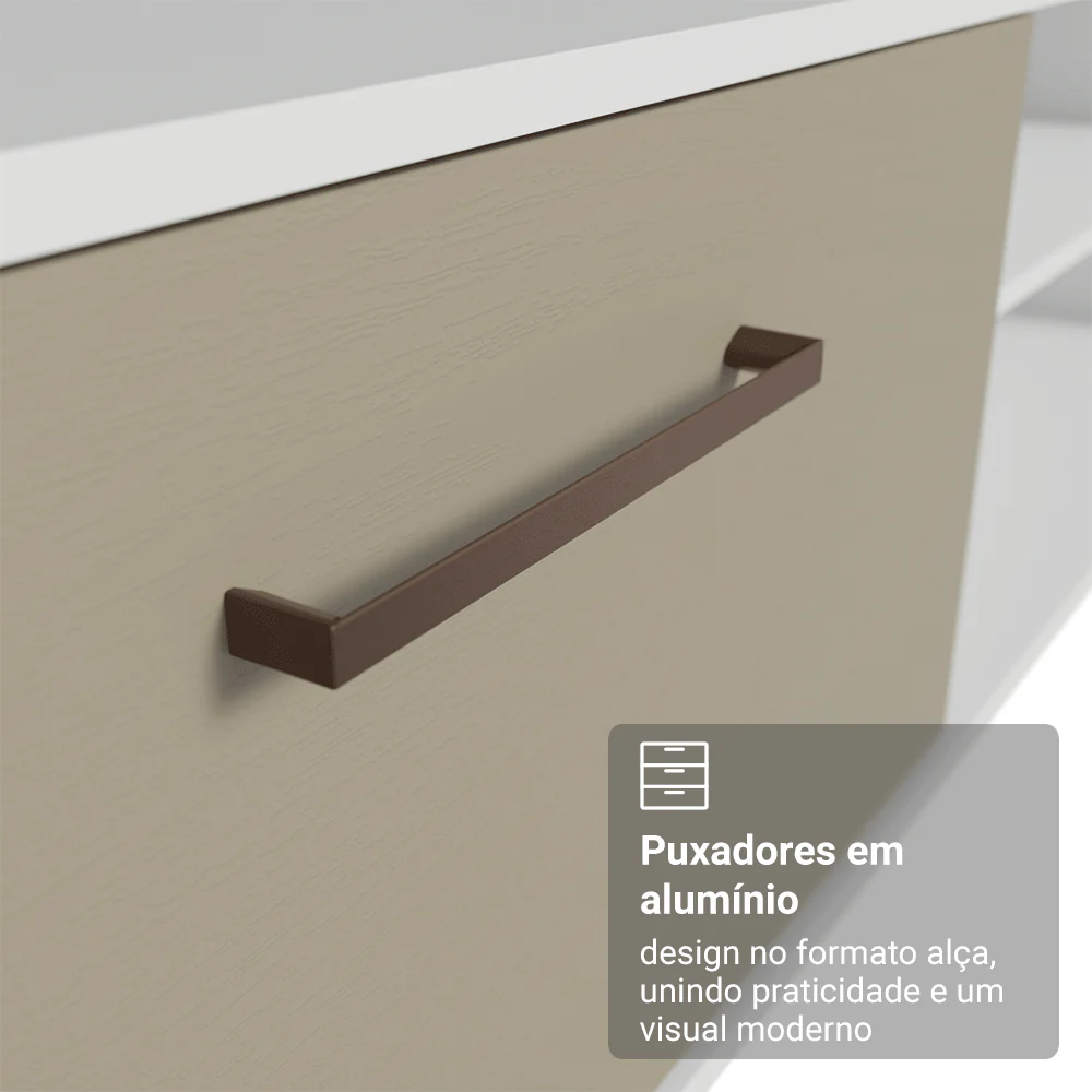Rack Suspenso para TV até 80 Polegadas 218 cm 2 Portas Branco/Crema Agata Madesa - Image 7