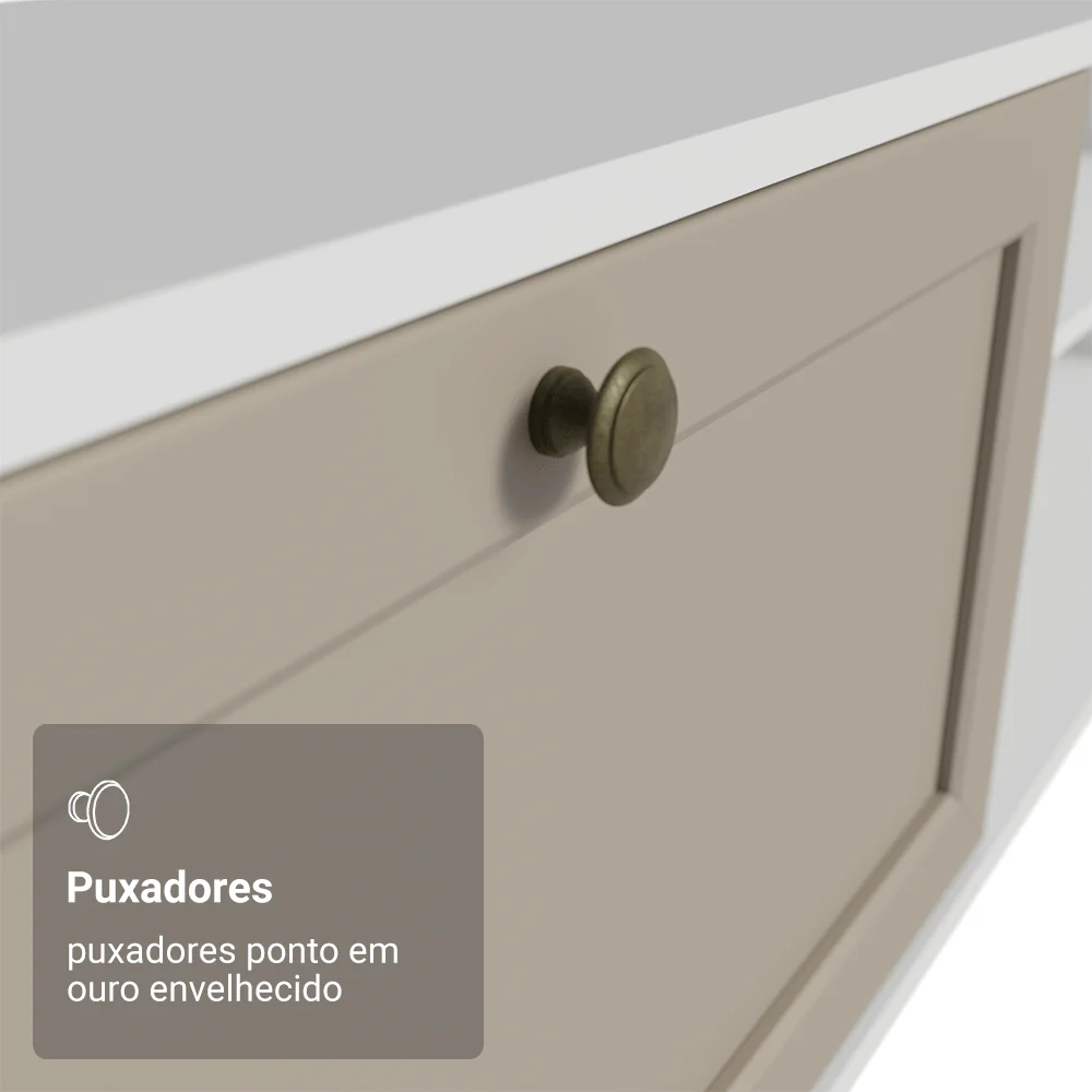 Rack Suspenso para TV até 80 Polegadas 218 cm 2 Portas Branco/Crema Vik Madesa - Image 7