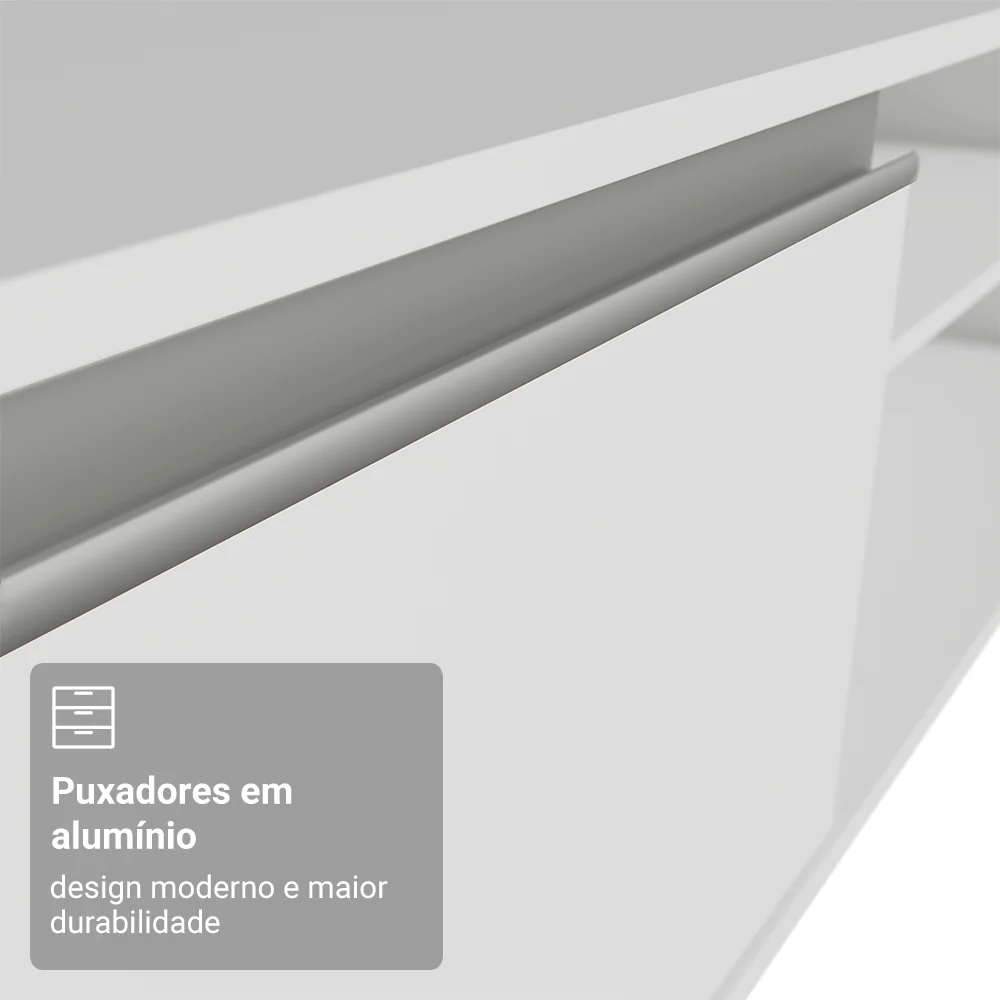 Rack Suspenso para TV até 80 Polegadas 218 cm 2 Portas Branco Glamy Madesa - Image 7