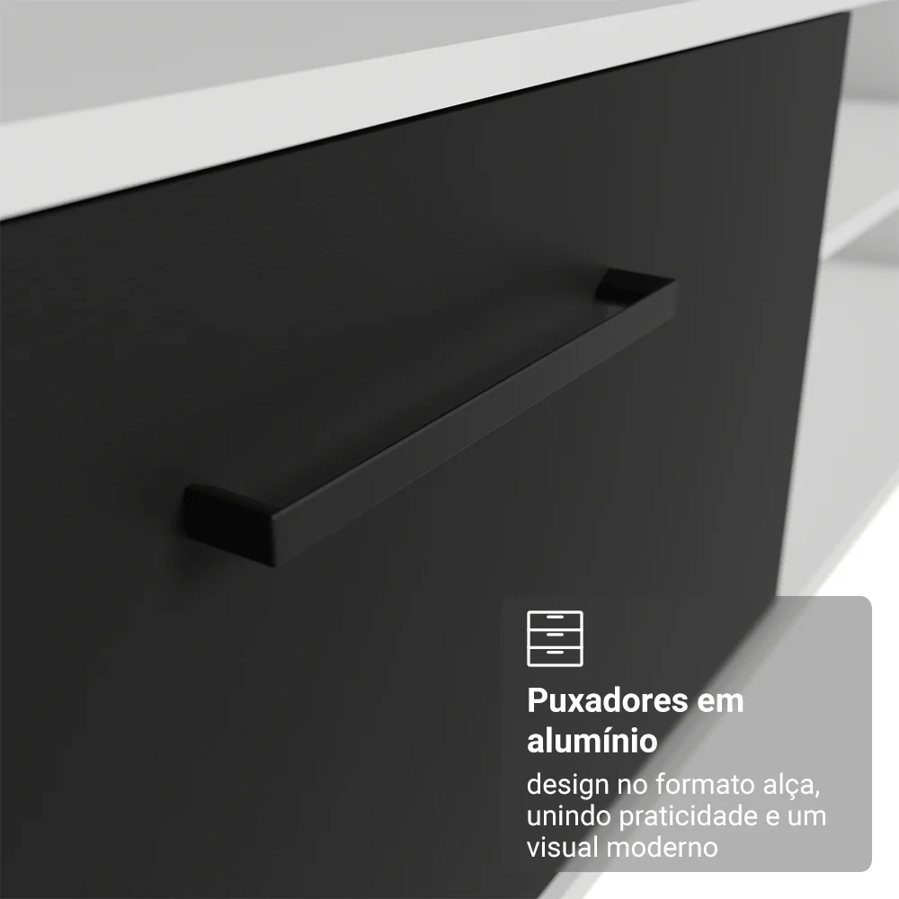 Rack Suspenso para TV até 80 Polegadas 218 cm 2 Portas Branco/Preto Agata Madesa - Image 7