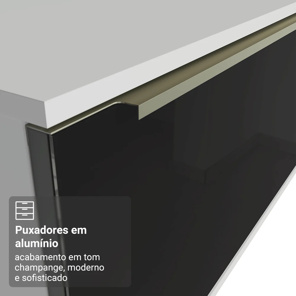 Rack Suspenso para TV até 80 Polegadas 218 cm 2 Portas Branco/Preto Lux Madesa - Image 7