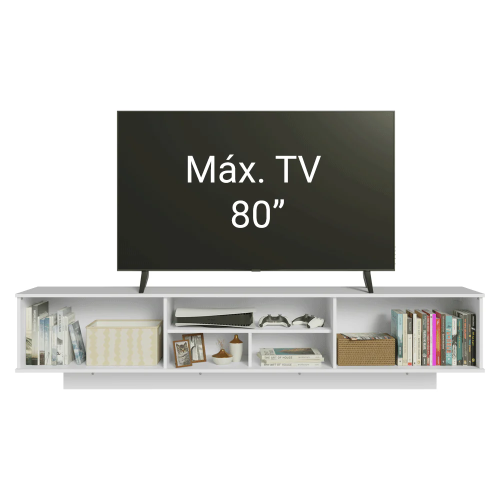Rack Suspenso para TV até 80 Polegadas 218 cm 2 Portas Branco/Rustic Glamy Madesa - Image 5