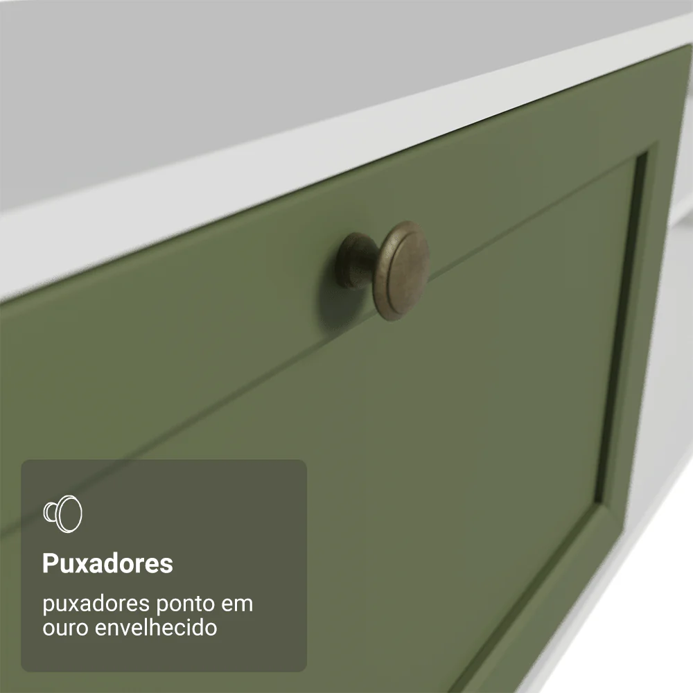 Rack Suspenso para TV até 80 Polegadas 218 cm 2 Portas Branco/Verde Vik Madesa - Image 7