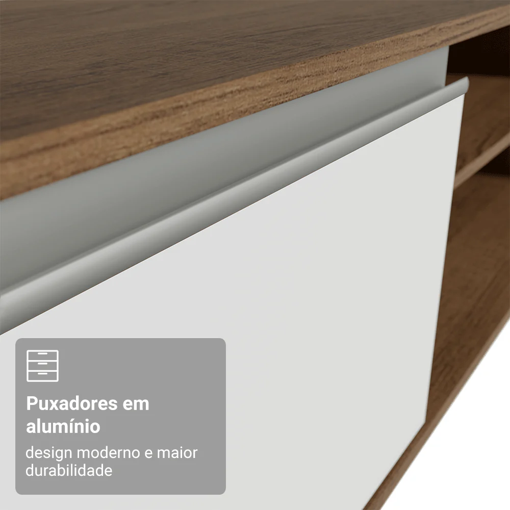 Rack Suspenso para TV até 80 Polegadas 218 cm 2 Portas Rustic/Branco Glamy Madesa - Image 7