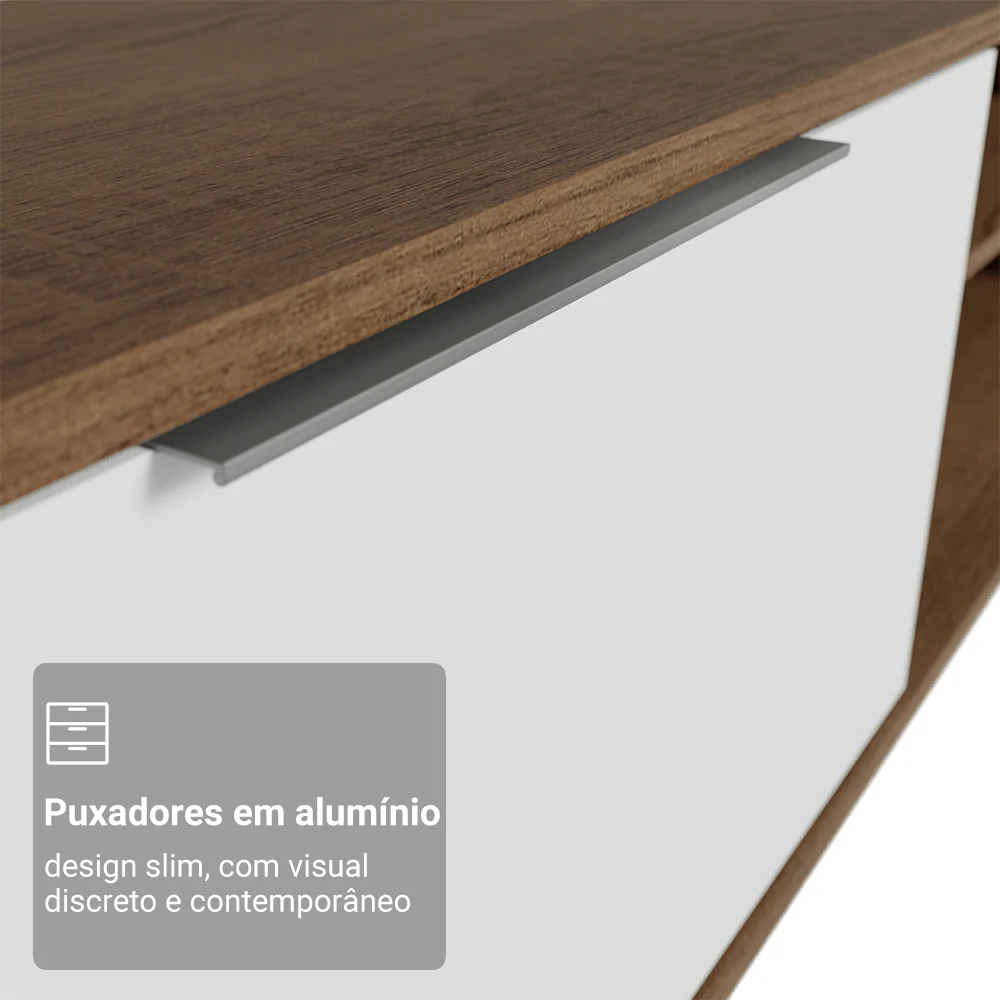 Rack Suspenso para TV até 80 Polegadas 218 cm 2 Portas Rustic/Branco Stella Madesa - Image 7
