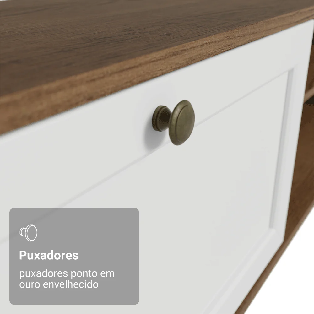 Rack Suspenso para TV até 80 Polegadas 218 cm 2 Portas Rustic/Branco Vik Madesa - Image 7