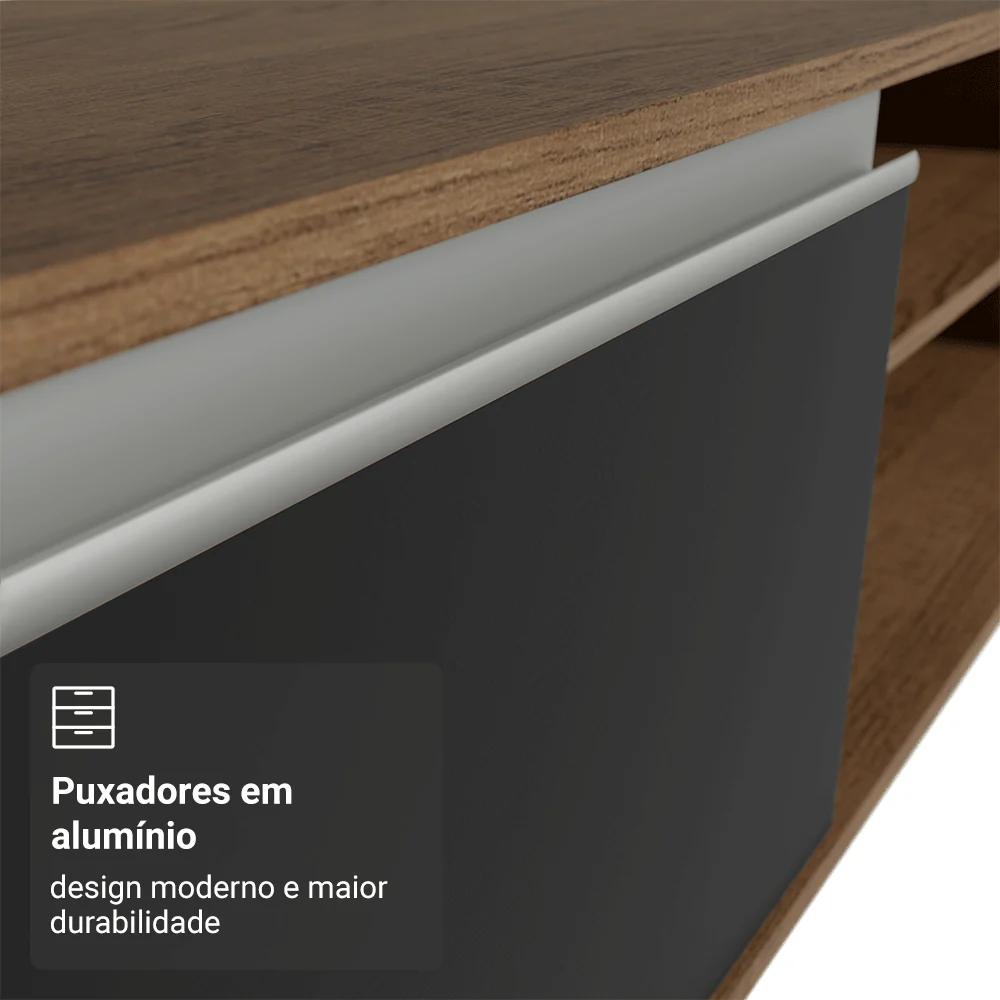 Rack Suspenso para TV até 80 Polegadas 218 cm 2 Portas Rustic/Preto Glamy Madesa - Image 7