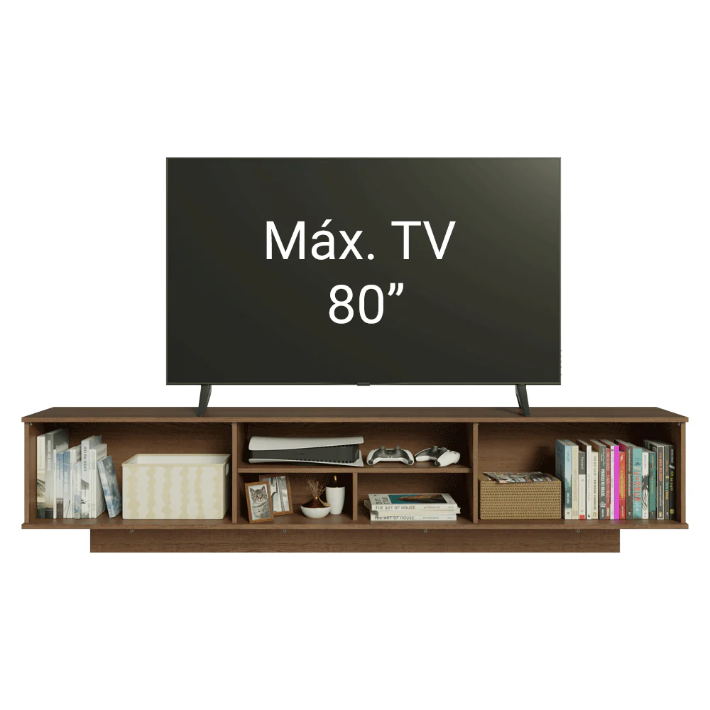 Rack Suspenso para TV até 80 Polegadas 218 cm 2 Portas Rustic/Preto Lux Madesa - Image 5
