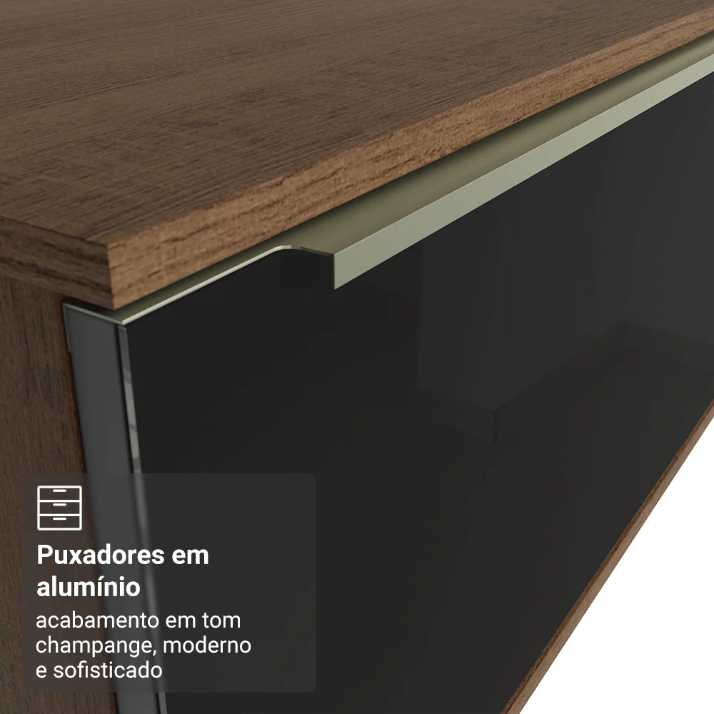 Rack Suspenso para TV até 80 Polegadas 218 cm 2 Portas Rustic/Preto Lux Madesa - Image 7