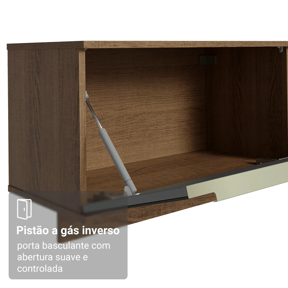 Rack Suspenso para TV até 80 Polegadas 218 cm 2 Portas Rustic/Preto Lux Madesa - Image 8