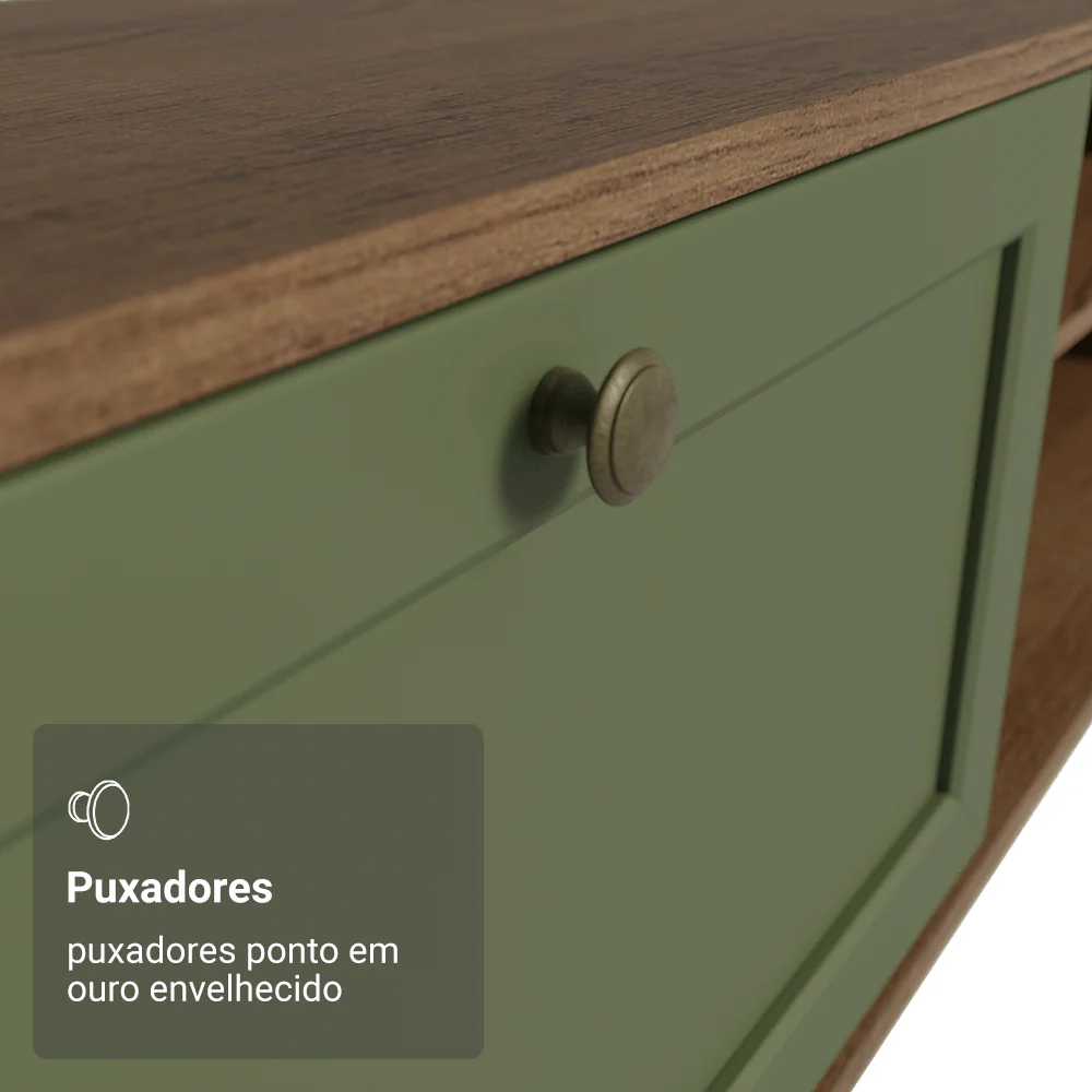 Rack Suspenso para TV até 80 Polegadas 218 cm 2 Portas Rustic/Verde Vik Madesa - Image 7