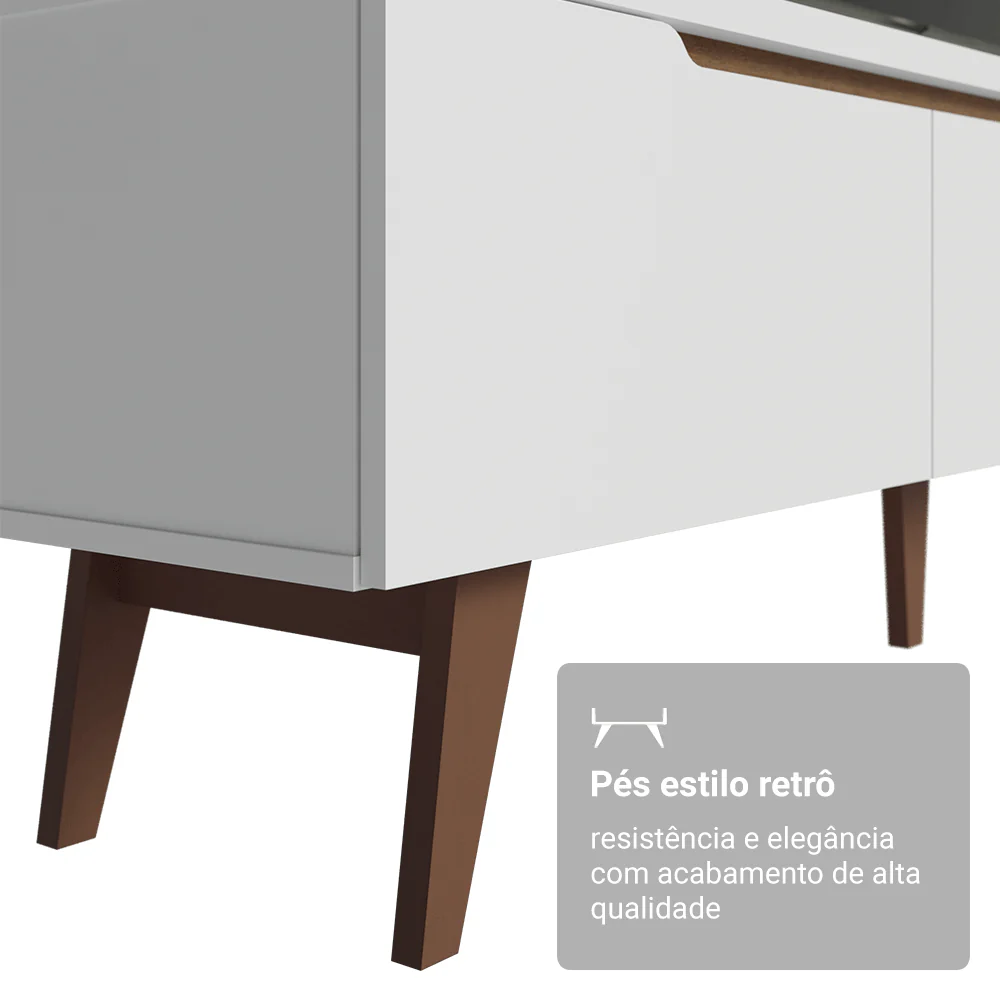 Rack para TV até 80 Polegadas 180cm 2 Portas 1 Gaveta Branco/Rustic Toronto Madesa - Image 6