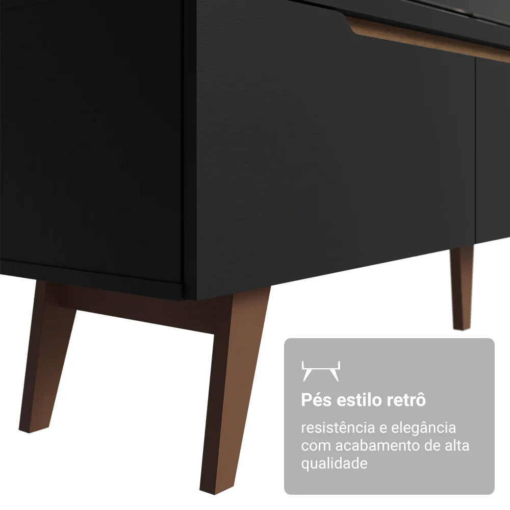 Rack para TV até 80 Polegadas 180cm 2 Portas 1 Gaveta Preto/Rustic Toronto Madesa - Image 6