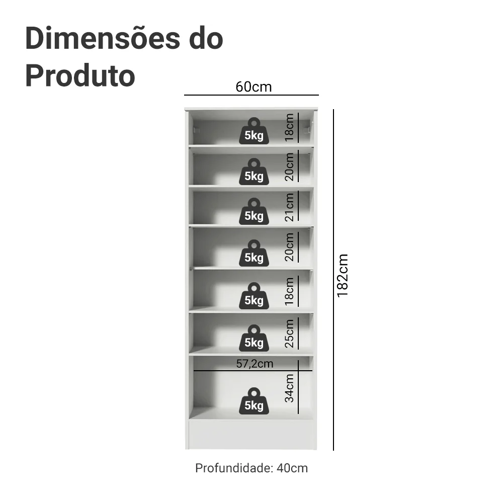 Sapateira 1 Porta com Espelho Branco Madesa Isis - Image 3