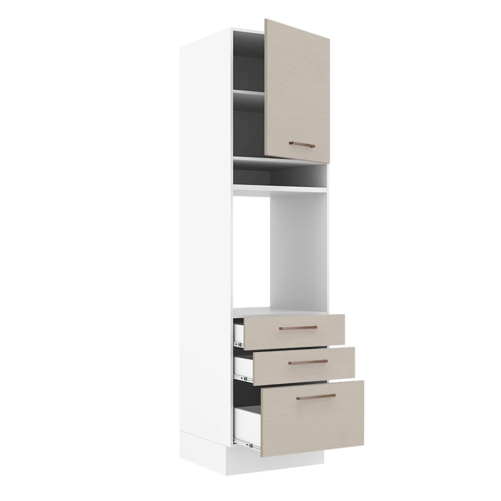 Torre Quente 60 x 60 cm 1 Porta 3 Gavetas Branco/Crema Agata Madesa - Image 4