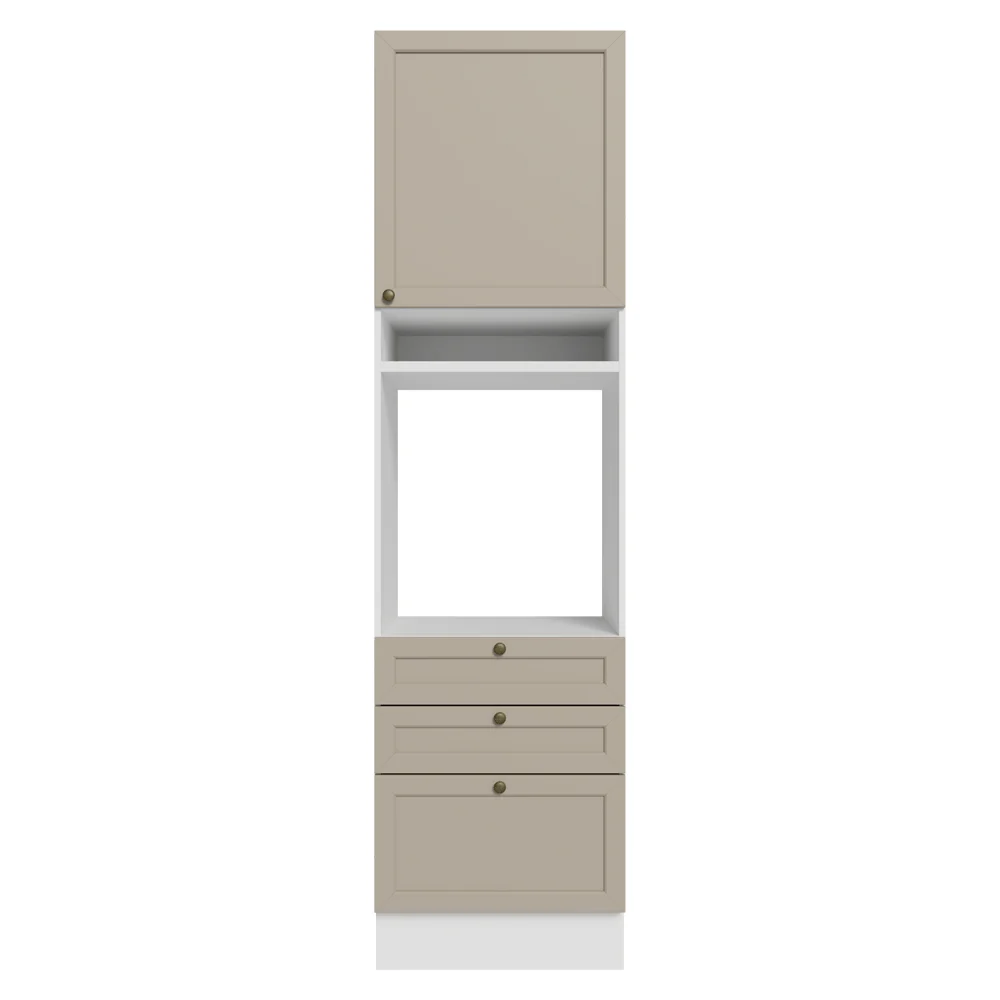Torre Quente 60 cm 1 Porta 3 Gavetas Branco/Crema Vik Madesa - Image 12