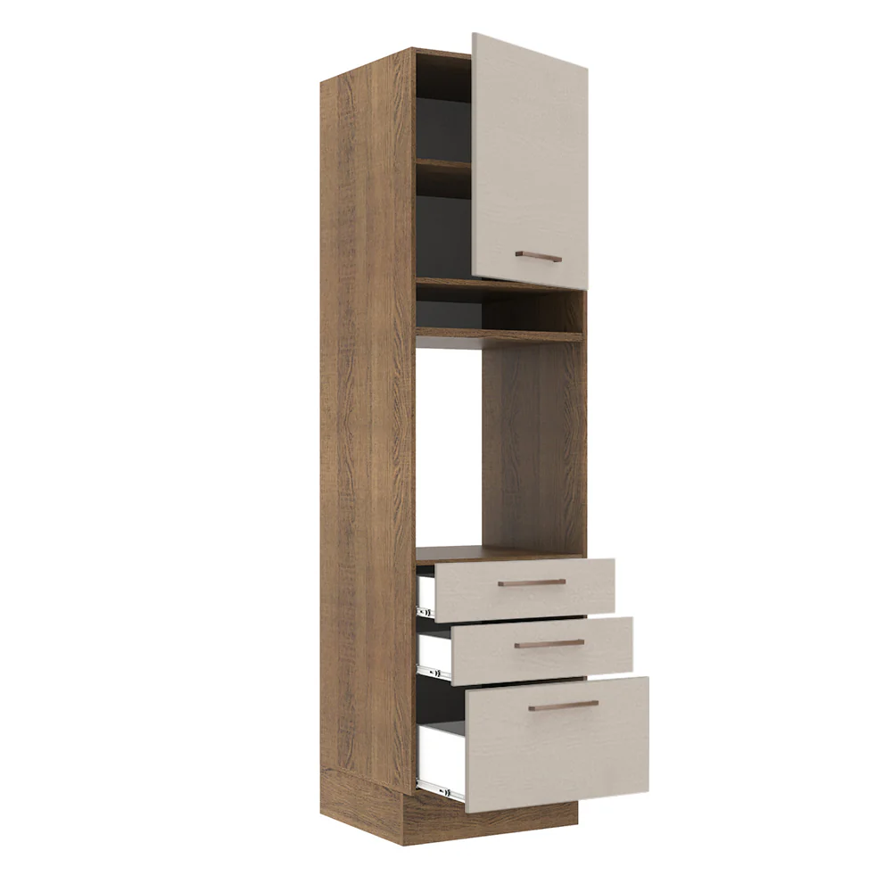 Torre Quente 60 cm 1 Porta 3 Gavetas Rustic/Crema Agata Madesa - Image 4
