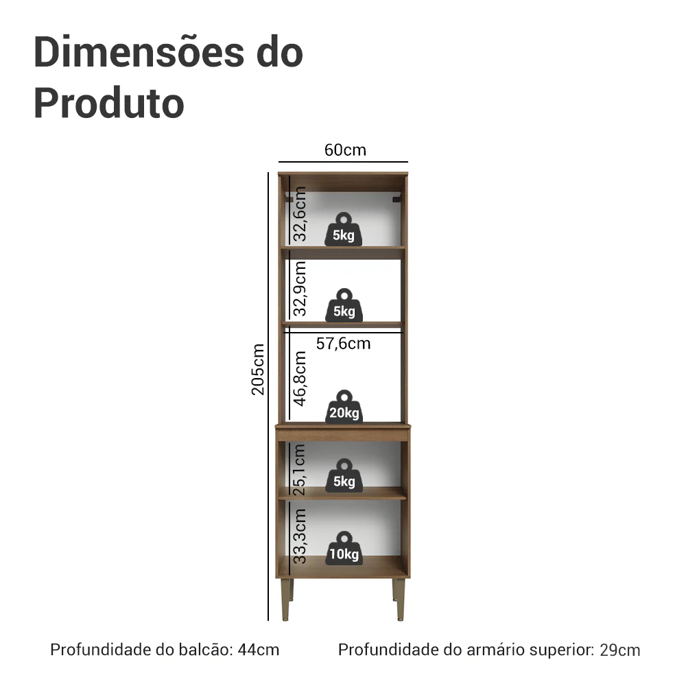 Torre Quente 60 cm 3 Portas Rustic/Preto Lille Madesa - Image 3