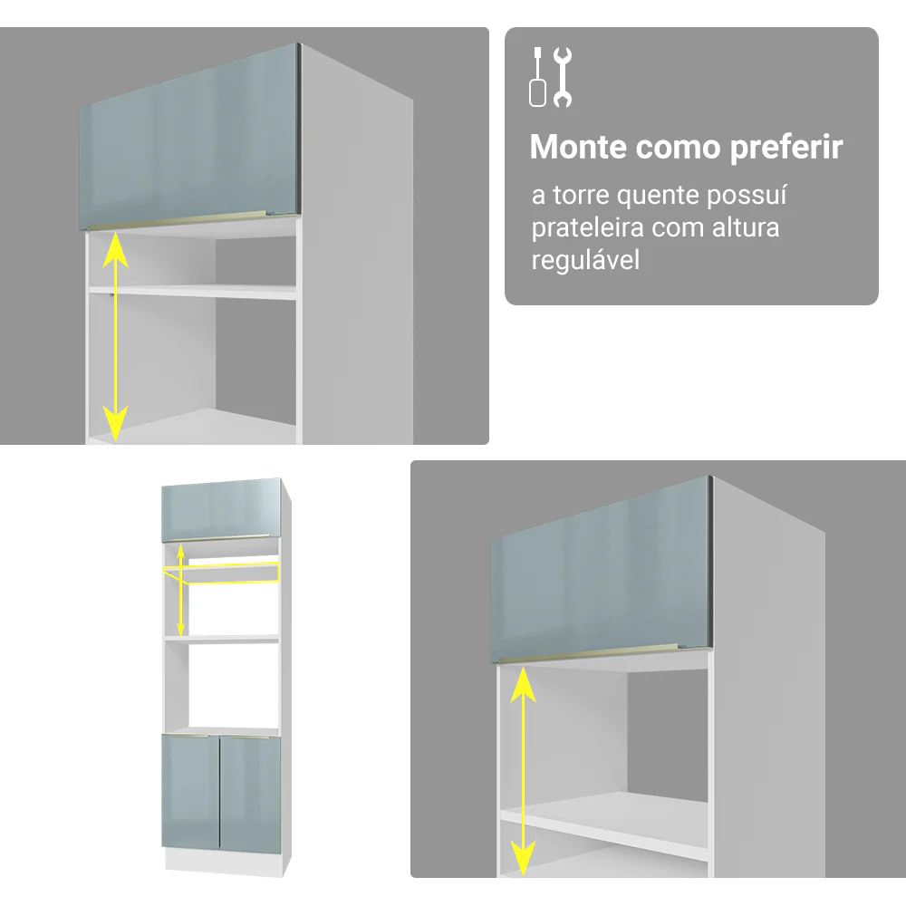 Torre Quente 70 cm 3 Portas Branco/Cinza Lux Madesa - Image 7