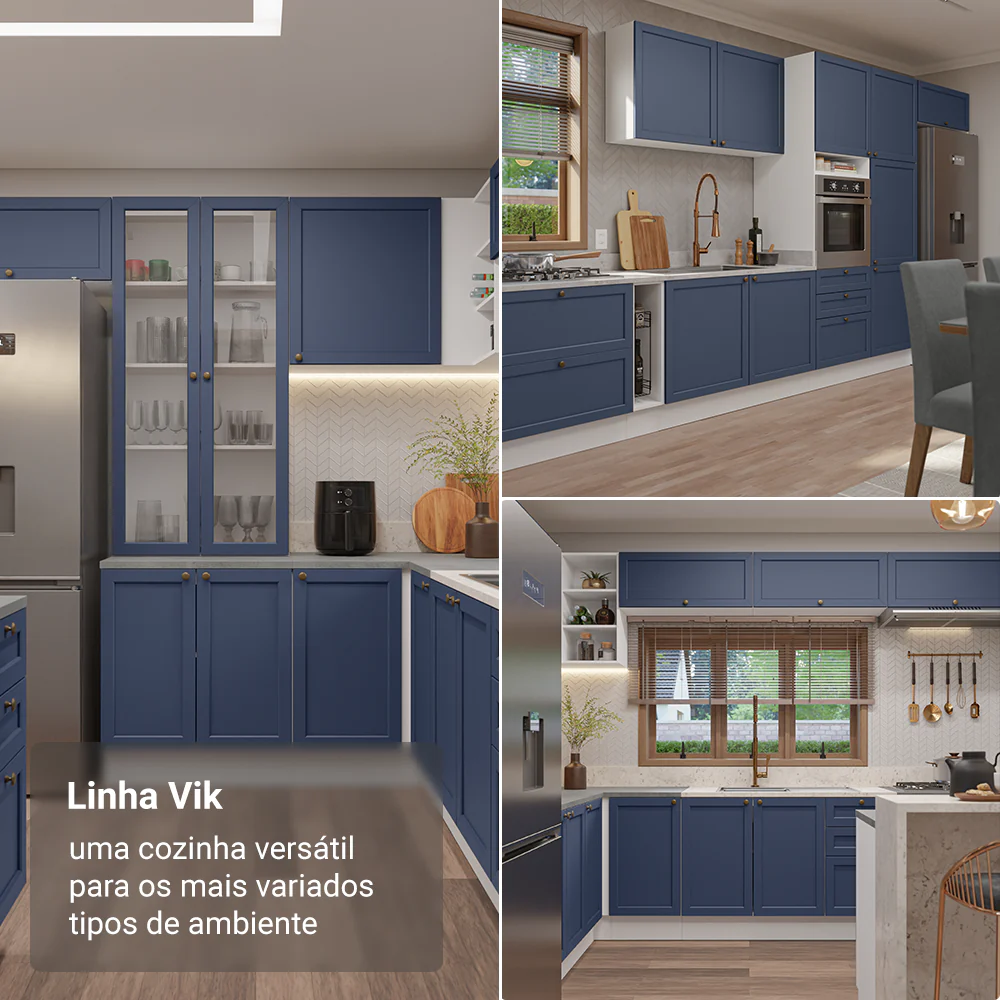 Torre Quente 70 cm 3 Portas Branco/Azul Vik Madesa - Image 5