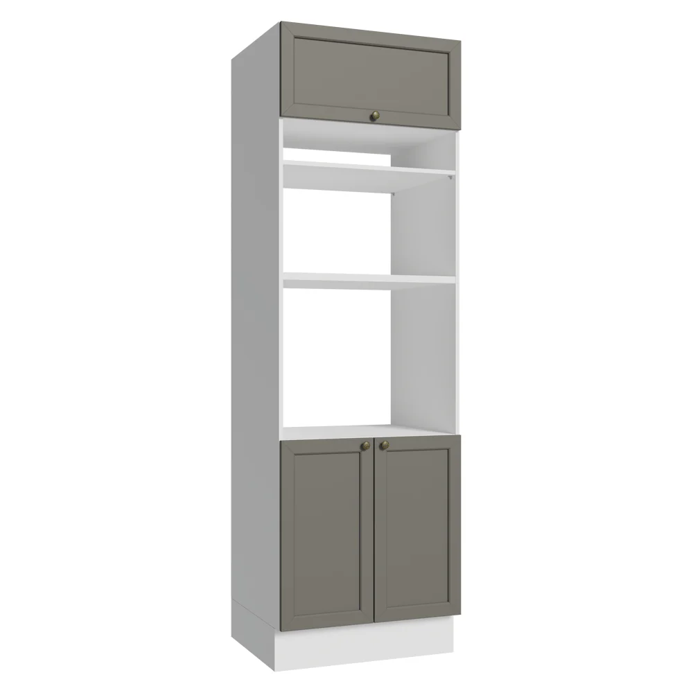 Torre Quente 70 cm 3 Portas Branco/Cinza Vik Madesa