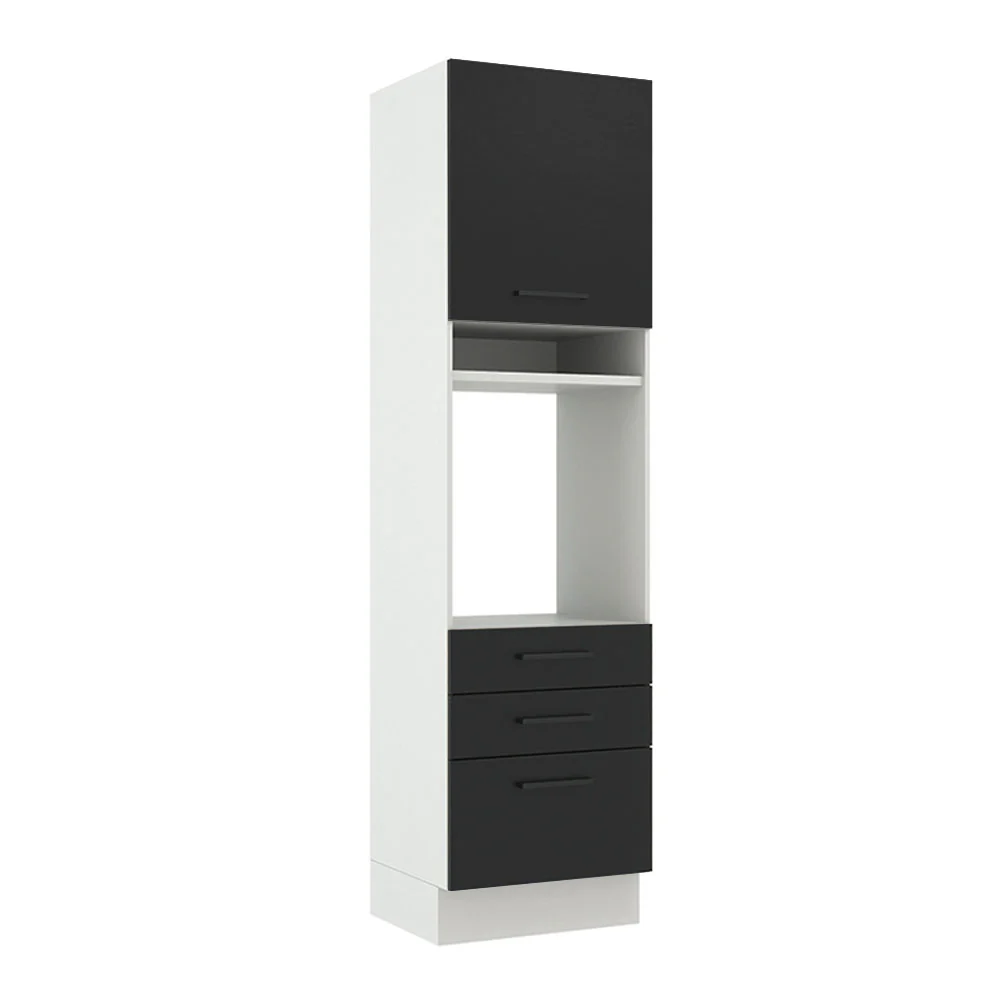Torre Quente Madesa Agata 60 x 60 cm 1 Porta 3 Gavetas Branco/Preto