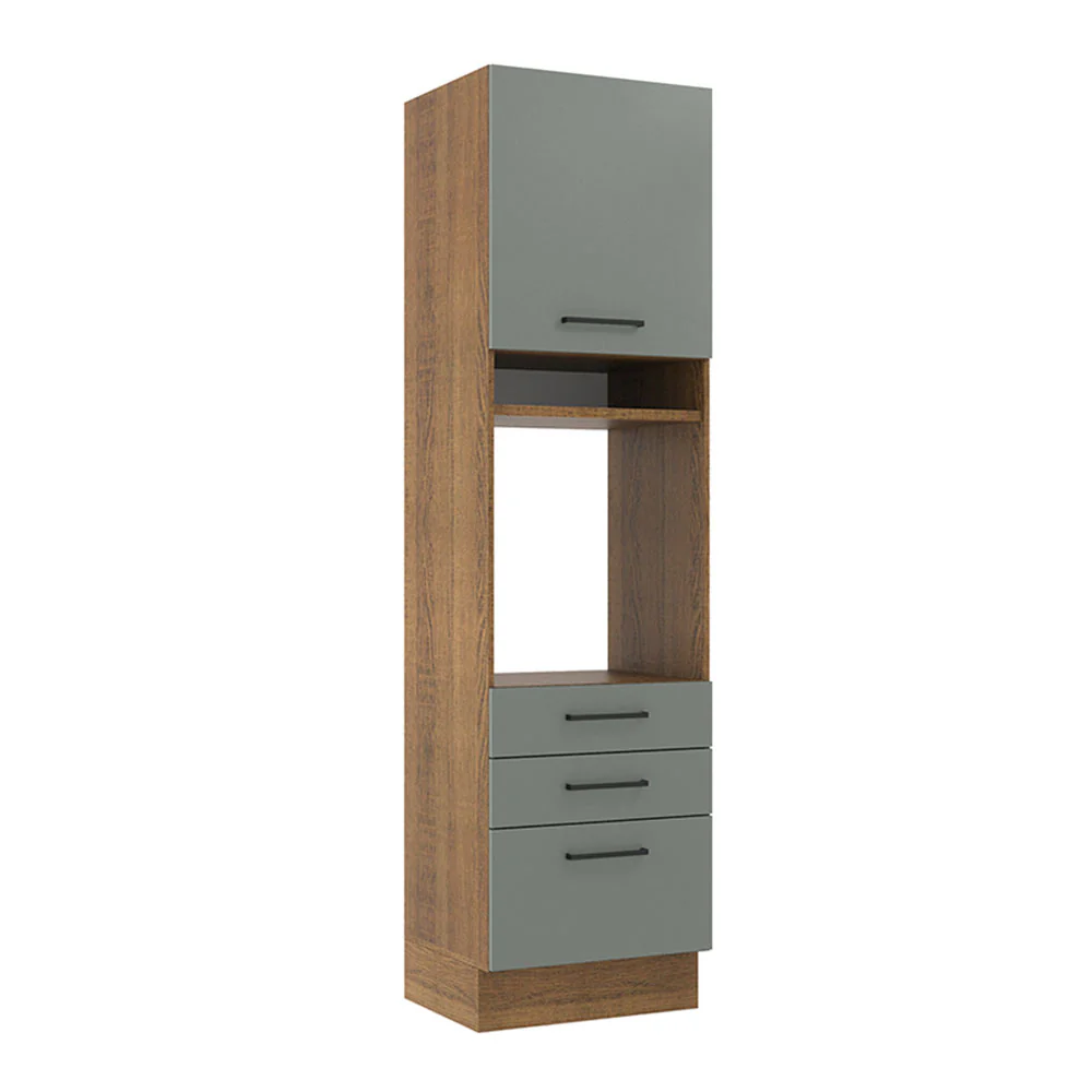 Torre Quente Madesa Agata 60 x 60 cm 1 Porta 3 Gavetas Rustic/Cinza